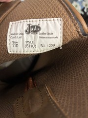 Justin Western Boots Brown Leather Upper JB1100 US 11D Men Equestrian Style