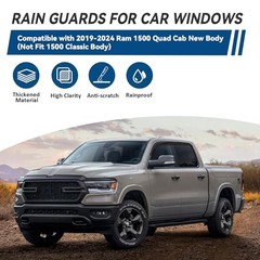4pcs Front+Rear Smoke Tint Sun/Rain Guard Outside 2019-2024 Ram 1500 Quad Cab