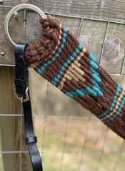 Genuine Mohair Multi String Western Breast Collar Brown and Teal Design