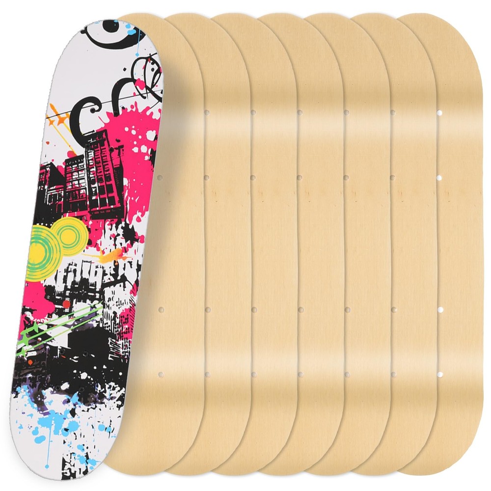8 Pack Blank Skateboard Decks Bulk, 17 x 5 Inch 7-Layer Maple Double Natural